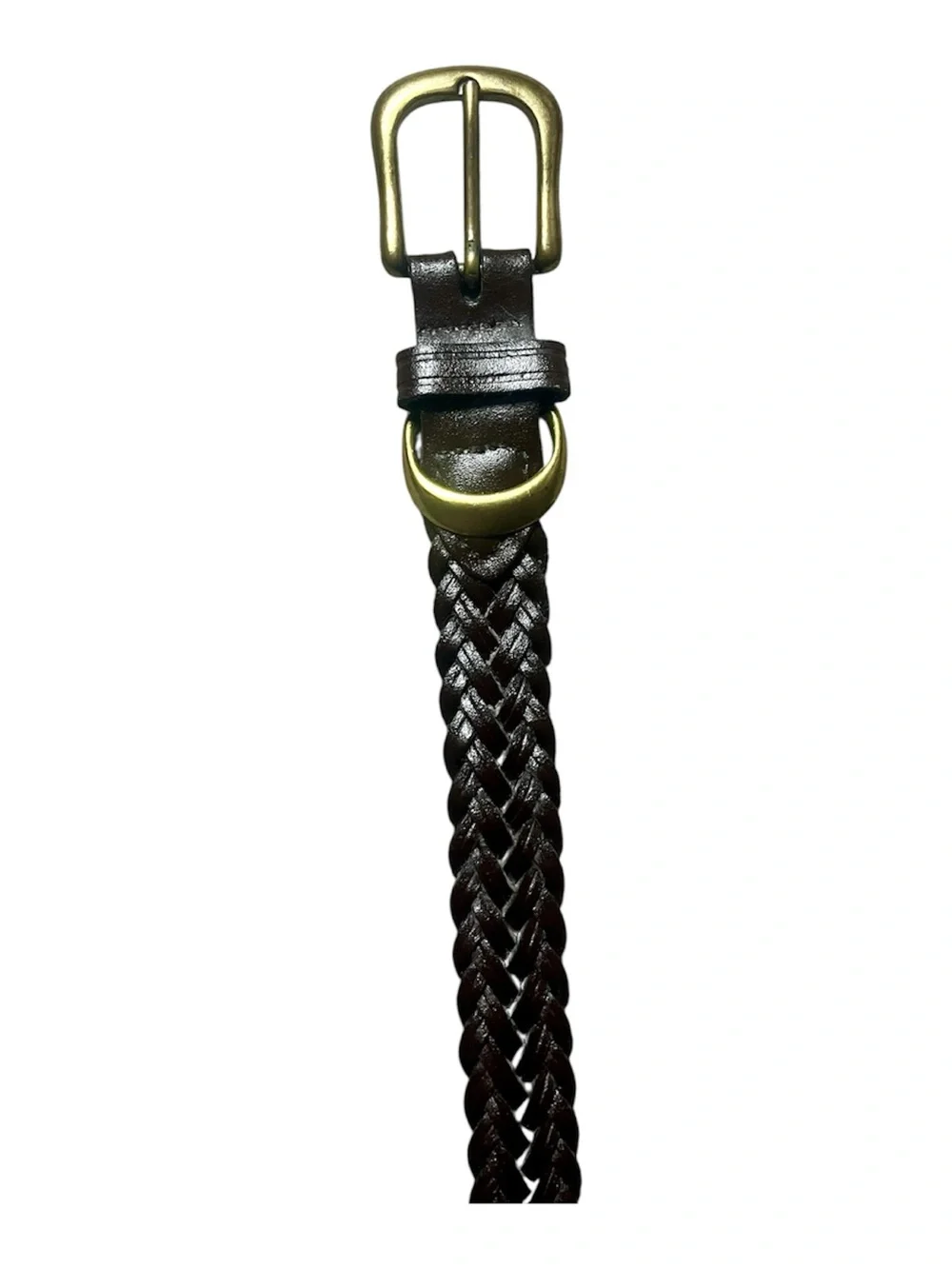 Woven Genuine Leather & Brass Women’s Belt – Brown – Size XL – Made in Guatemala